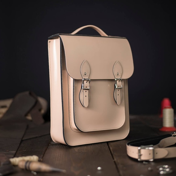 Leather Satchel Taupe Leather Backpack main image 8